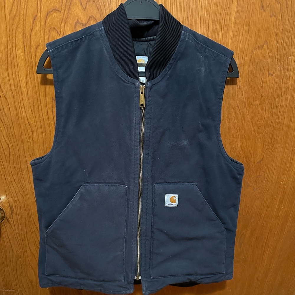 Vintage carhartt work vest men’s medium navy blue